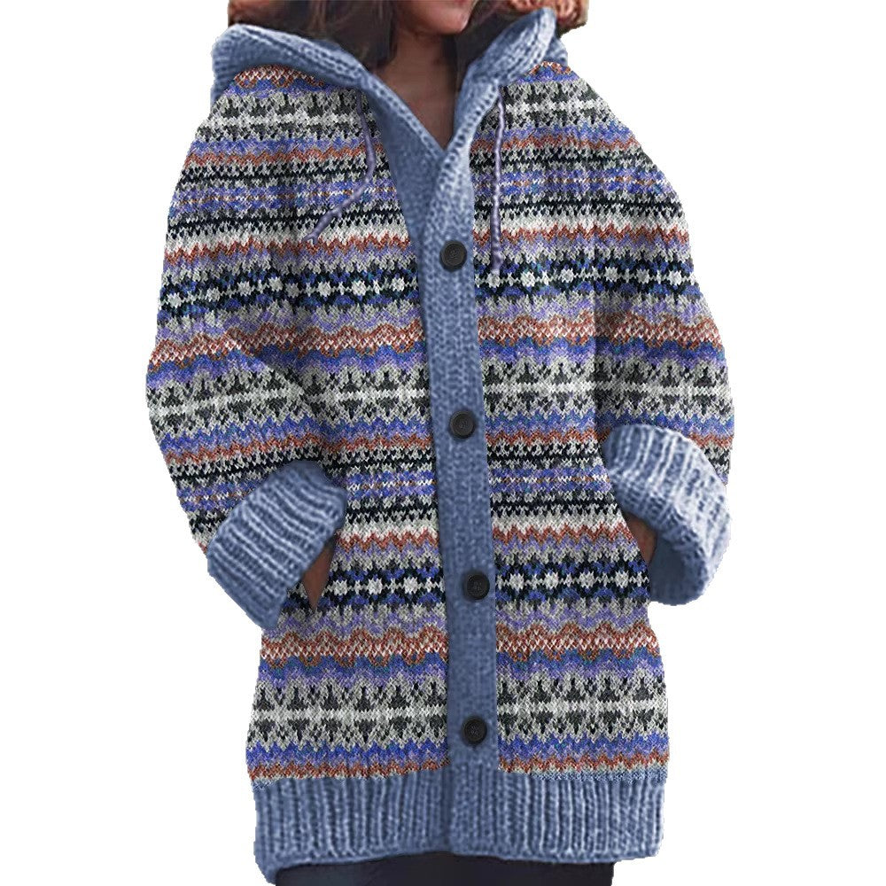 Womens Casual Cape Jacket With Abstract 3D Print